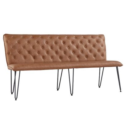 1e8197071660c8a15e44a9e41bfb622b5bcdc23d258ce1150ae91ce8c54df1f3.jpg An Image of Wichita Faux Leather Large Dining Bench In Tan