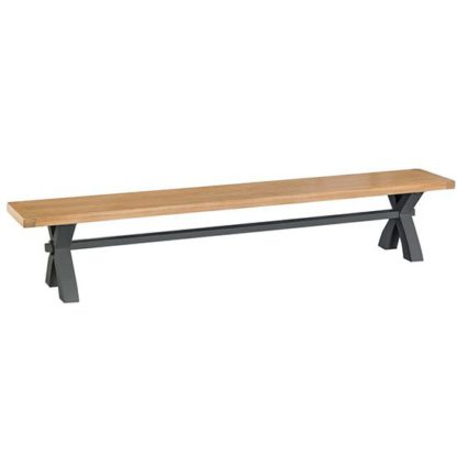 An Image of Tyler Large Wooden Cross Legs Dining Bench In Charcoal