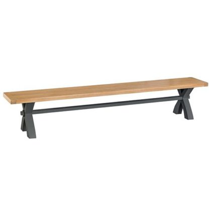1ec78018771927ac9c961c747575c05eda635a13a7c57c0244bd58479a4ee0f3.jpg An Image of Tyler Large Wooden Cross Legs Dining Bench In Charcoal
