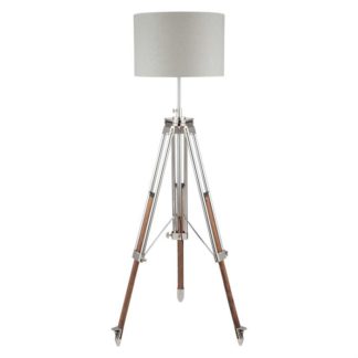 An Image of Tripod Floor Lamp, Nickel and Wood