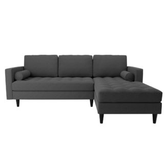 An Image of Zoe Flat Weave Right Hand Corner Sofa Charcoal