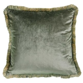 An Image of Fringed Velvet Cushion, Teal