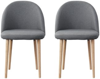 An Image of Habitat Imogen Pair of Fabric Dining Chairs - Grey
