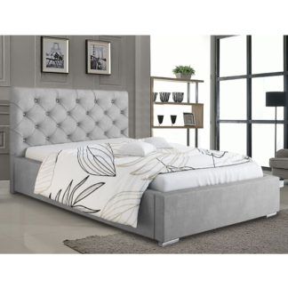 An Image of Hyannis Plush Velvet Double Bed In Silver