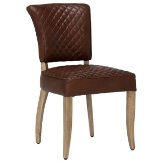 An Image of Timothy Oulton Mimi Quilted Leather Dining Chair, Antique Whisky
