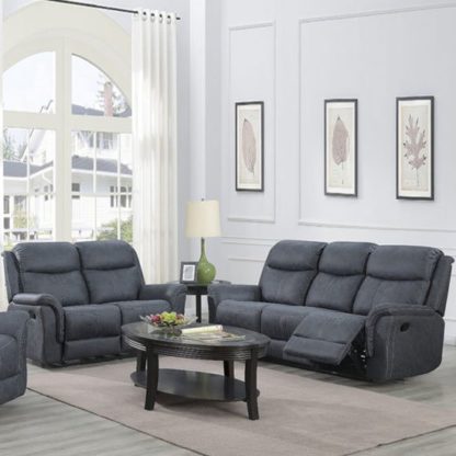 An Image of Portland Fabric 3 And 2 Seater Sofa Suite In Slate Grey