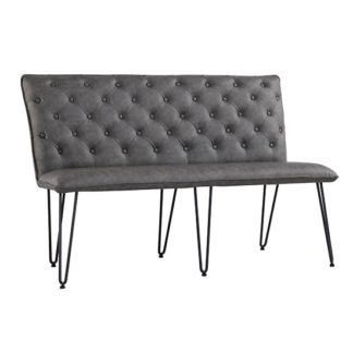 An Image of Wichita Faux Leather Medium Dining Bench In Grey