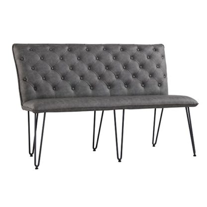 An Image of Wichita Faux Leather Medium Dining Bench In Grey