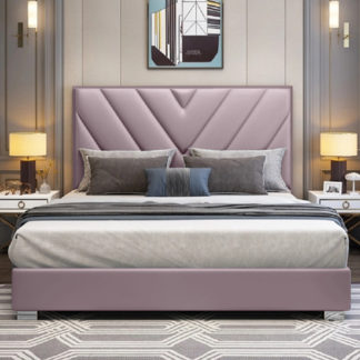An Image of Dewitt Plush Velvet King Size Bed In Pink