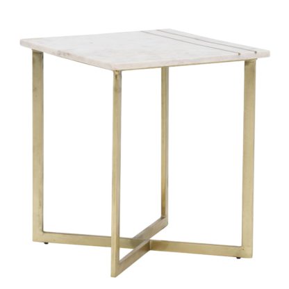 An Image of Lillian Side Table, White Marble With Brass Leg