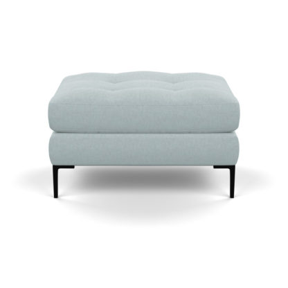 An Image of Heal's Eton Footstool Brushed Cotton Cadet Black Feet