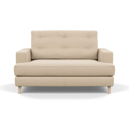 An Image of Heal's Mistral Loveseat Brushed Cotton Cobalt Black Feet