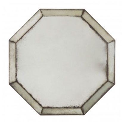 An Image of Raze Octagonal Bevelled Wall Mirror In Antique Silver Frame