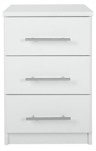 An Image of Argos Home Normandy 3 Drawer Bedside Table - White