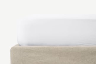 An Image of Hylia Washed Cotton Satin Fitted Sheet, Super King, White