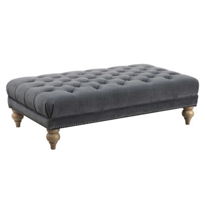 An Image of Ullswater Rectangular Footstool, Pewter Velvet