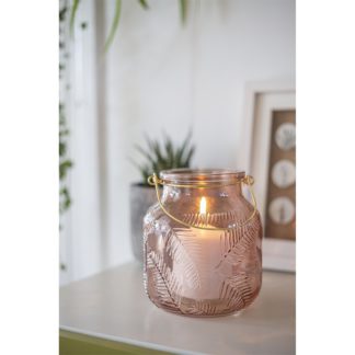 An Image of Lifestyle Pink Glass Garden Lantern