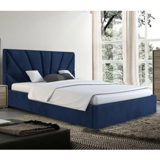 An Image of Hixson Plush Velvet Small Double Bed In Blue
