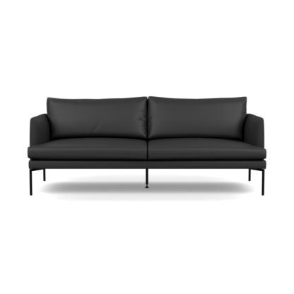 An Image of Heal's Matera 3 Seater Sofa Leather Grain White 000 Black Feet