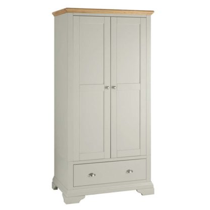 An Image of Carrington Double Wardrobe, Soft Grey and Oak