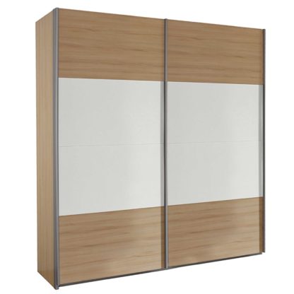 An Image of Kloss 2 Door Sliding Wardrobe, Sonomo Oak and White Glass