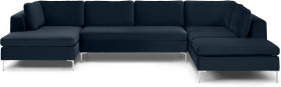 An Image of Monterosso Right Hand Facing Horseshoe Corner Sofa Bed, Ocean Blue Velvet
