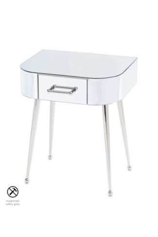 An Image of Mason Mirrored Side Table – Shiny Silver Legs