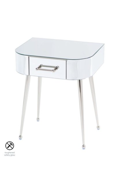 An Image of Mason Mirrored Side Table – Shiny Silver Legs