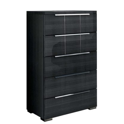 An Image of Versilia 5 Drawer Chest, Grey Koto High Gloss