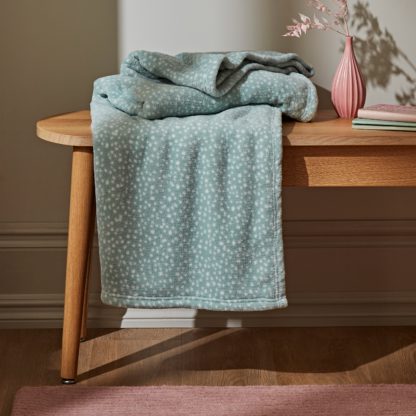 An Image of Dotty Seafoam Fleece Throw Seafoam