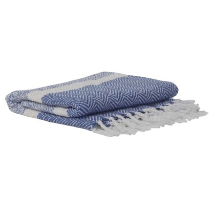 An Image of Plaid Tassel Throw, Blue