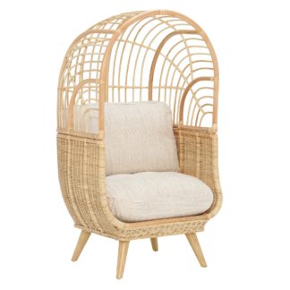 An Image of Muna Chair and Cushion with Natural Rattan and Jasper Fabric