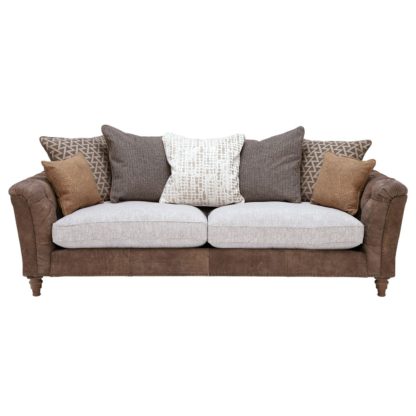 An Image of Darwin Extra Large Pillow Back Sofa, Leather and Fabric Mix