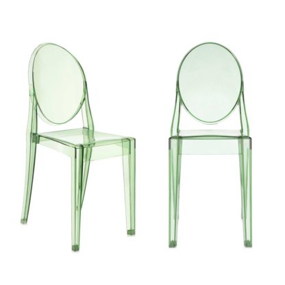 An Image of Pair of Kartell Victoria Ghost Dining Chairs, Black