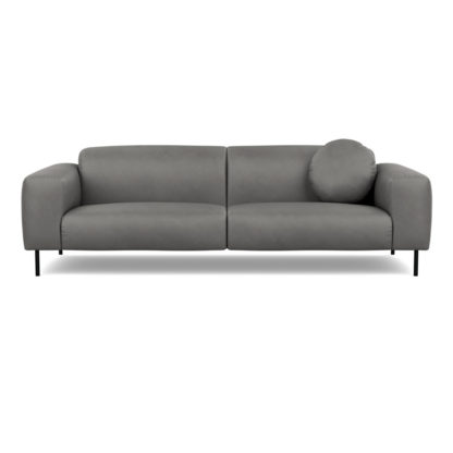 An Image of Heal's Luna 4 Seater Sofa Luxury Leather Anthracite Black Feet