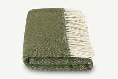 An Image of Burley Wool Throw, 125 x 170cm, Moss Green