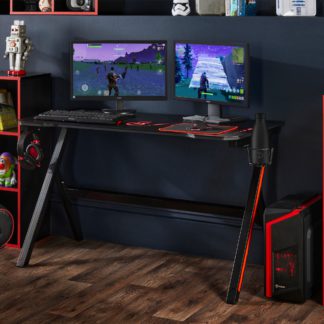 An Image of Velar LED Black Gaming Desk Black