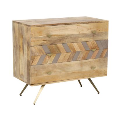 An Image of Leif Chest of 3 Drawers, Natural Mango Wood