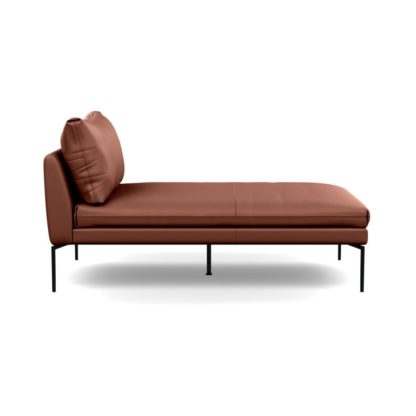 An Image of Heal's Matera Chaise Longue Leather Daino Elephant Grey Black Feet