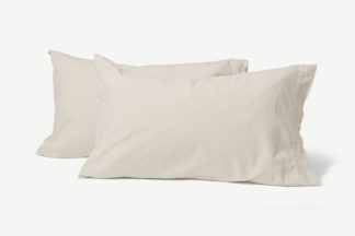 An Image of Zana 100% Organic Cotton Stonewashed Pair of Pillowcases, Natural