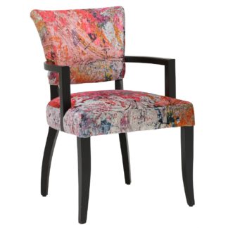 An Image of Timothy Oulton Mimi Velvet Faded and Degraded Dining Chair with Arms, Peeling Ceiling
