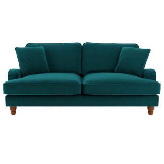 An Image of Beatrice Velvet 3 Seater Sofa Peacock