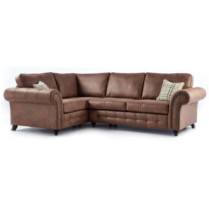 An Image of Oakland Left Hand Faux Leather Corner Sofa Black