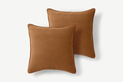 An Image of Selky Set of 2 Corduroy Cushions, 50 x 50cm, Dark Tan