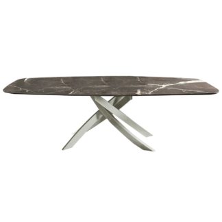 An Image of Bontempi Artisitico Dining Table, Marble grey white and light grey base