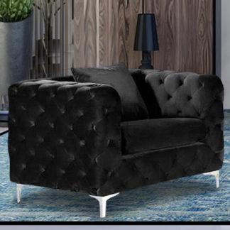 An Image of Mills Malta Plush Velour Fabric Armchair In Cosmic