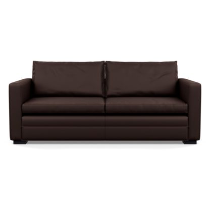 An Image of Heal's Palermo 3 Seater Sofa Leather Stonewash Navy Blue 279 Black Feet