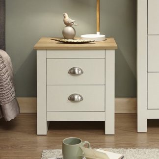 An Image of Crick Bedside Cabinet In Cream With Oak Effect Top