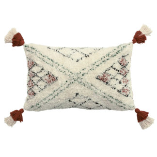 An Image of Tufted and Tassel Cushion, Brick