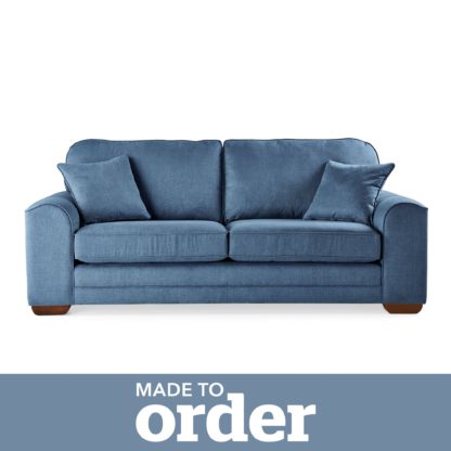 An Image of Morello 3 Seater Sofa Brushed Plain Fabric Brushed Plain Cobalt